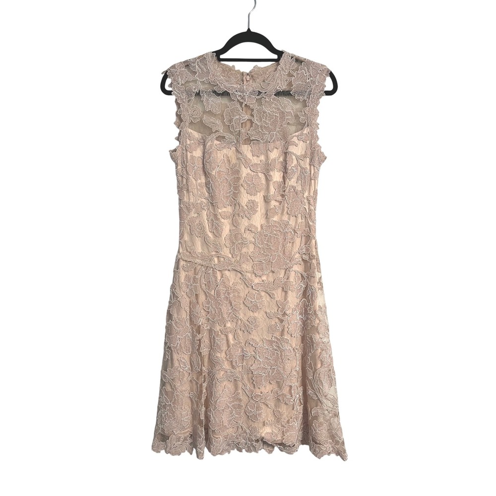 Tadashi‎ Shoji Tamura Embroidered Lace Dress Pink Formal Cocktail Party 8